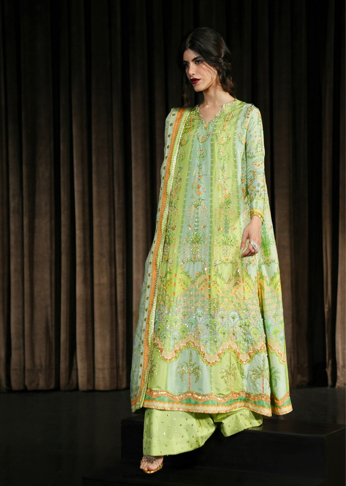 Rangralli Lime 3 Piece Tussal Silk