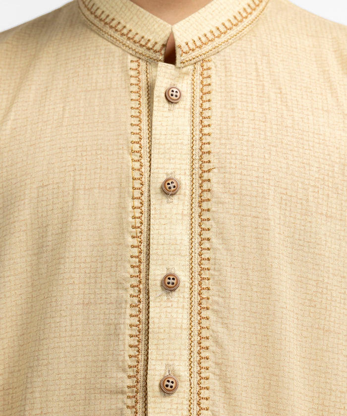 Yellow Cotton Semi-Formal Kurta