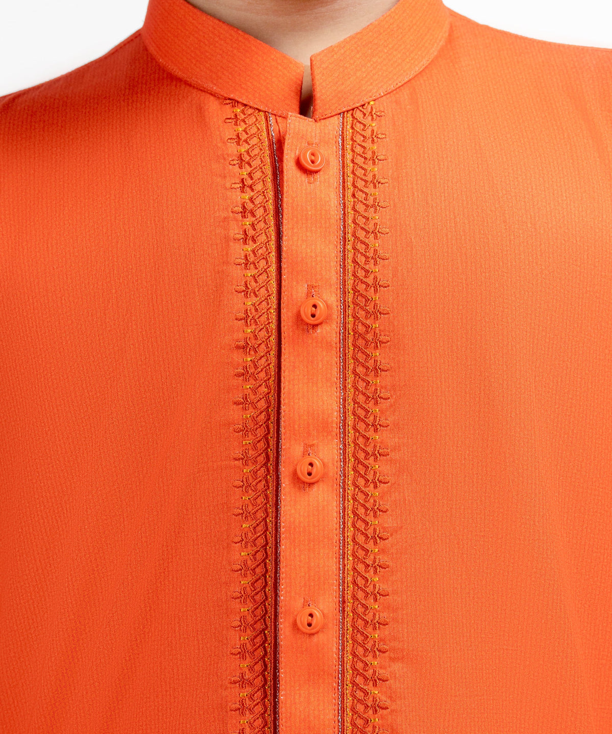 Orange Semi-Formal Cotton Kurta