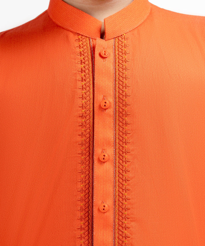 Orange Semi-Formal Cotton Kurta