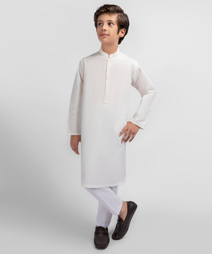 Off White Semi-Formal Cotton Kurta