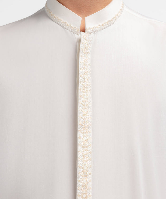 Off White Semi-Formal Cotton Kurta