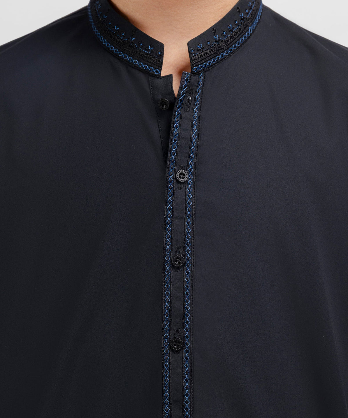 Black Cotton Semi-Formal Kurta