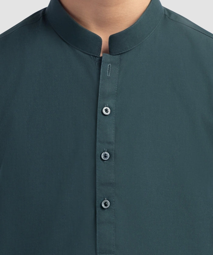 Deep Green Plain Kurta Trousers