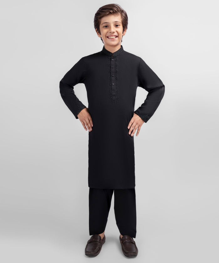 Black Semi-Formal Kameez Shalwar