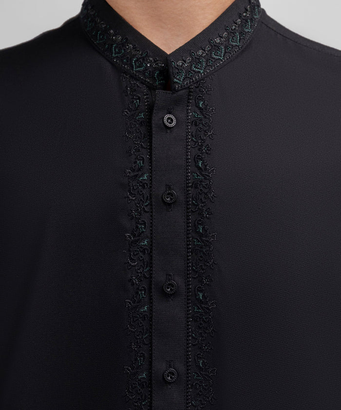 Black Semi-Formal Kameez Shalwar
