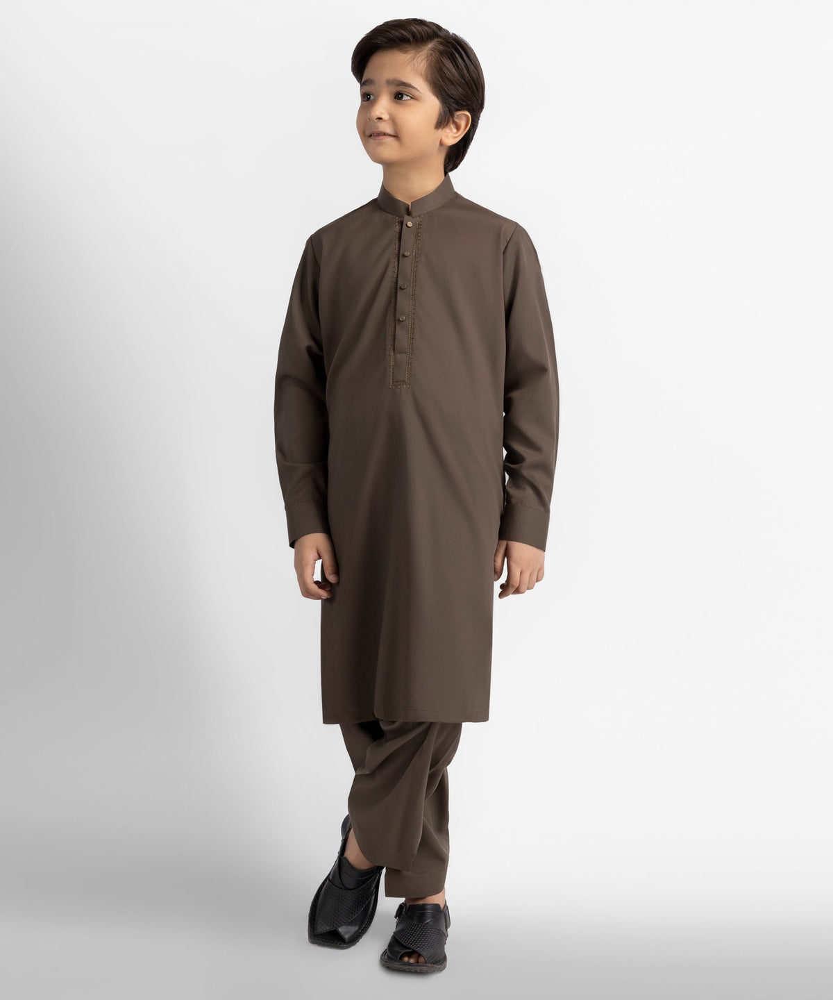 Brown Semi-Formal Kameez Shalwar