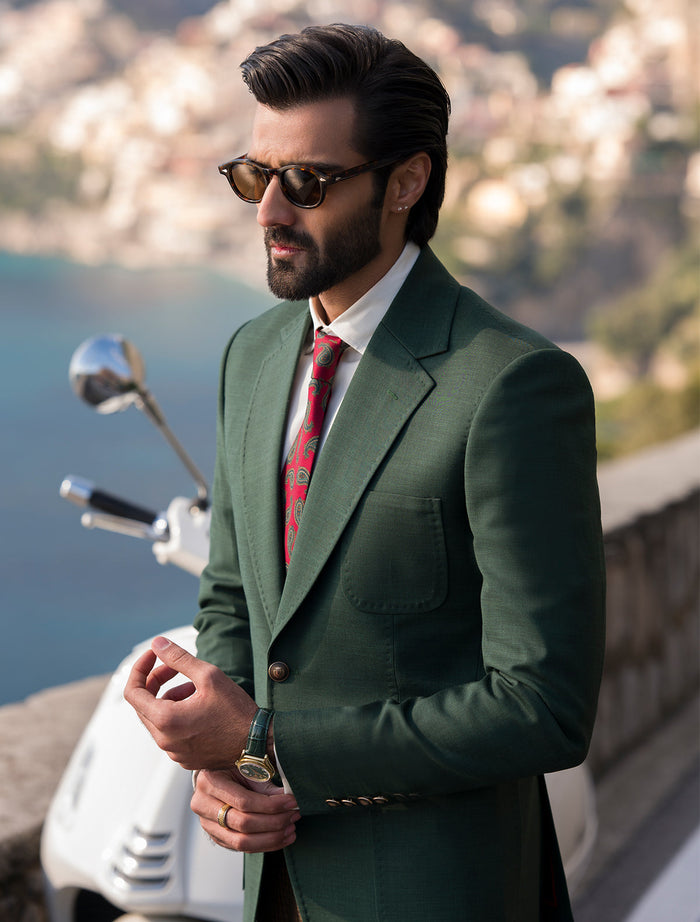 Green Classic Two Buttons Jacket