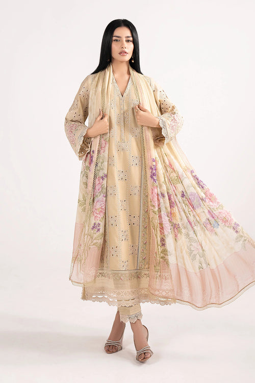 3 Piece Embroidered Lawn Suit DW-EF26-09-YELLOW