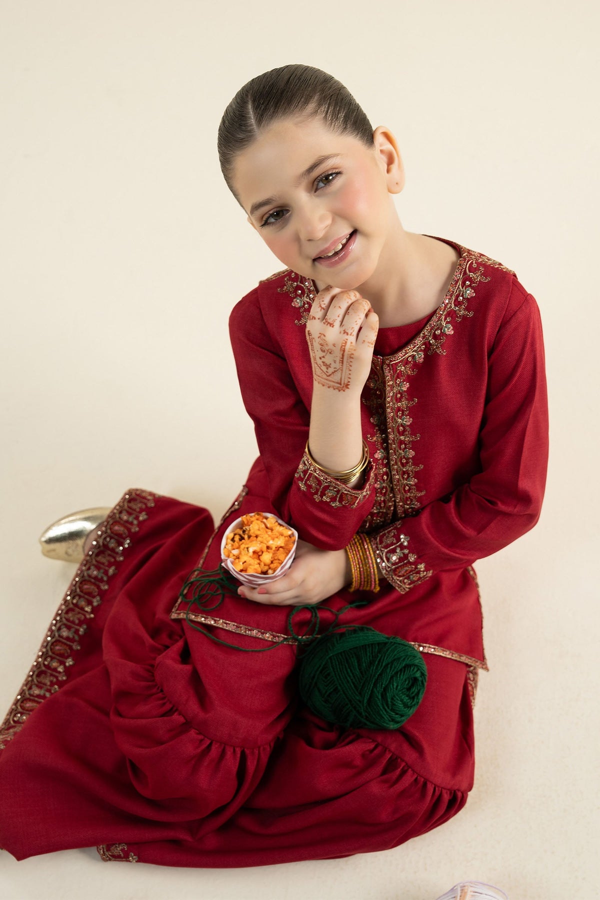 3 Piece Embroidered Silk Suit