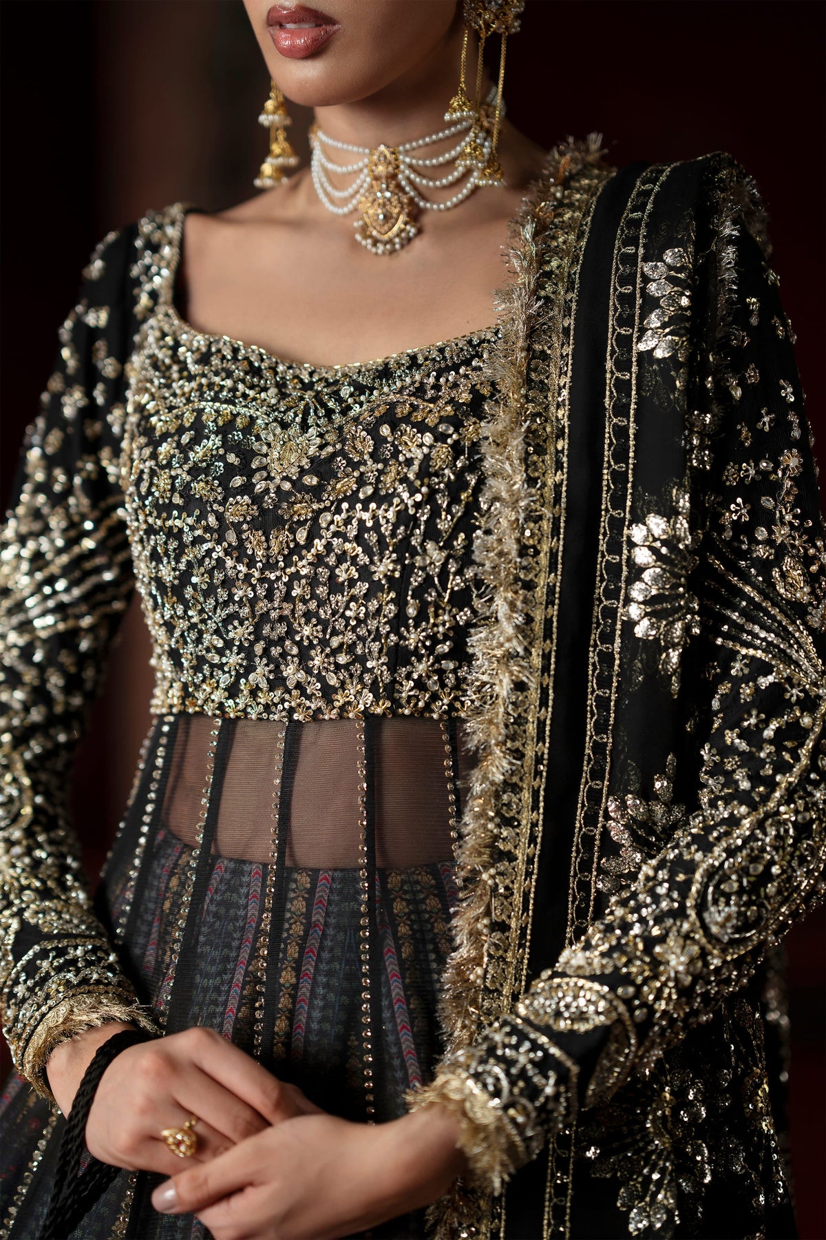 Amal pishwas – bodice handwork detail