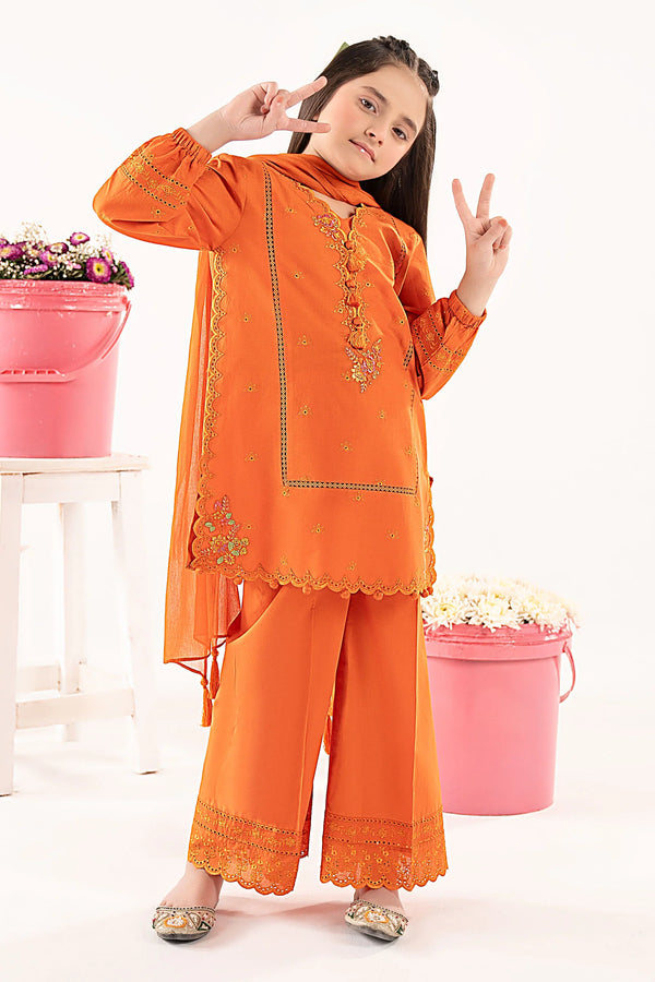 3 Piece Embroidered Lawn Suit-MKD-EF26-11-Orange