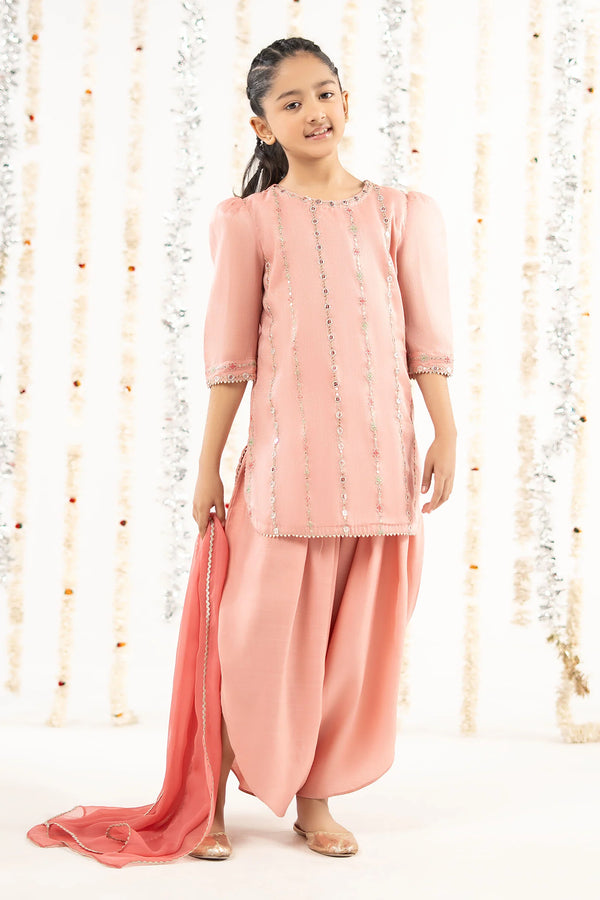 3 Piece Embroidered Masoori Suit-MKS-EF26-17-Pink