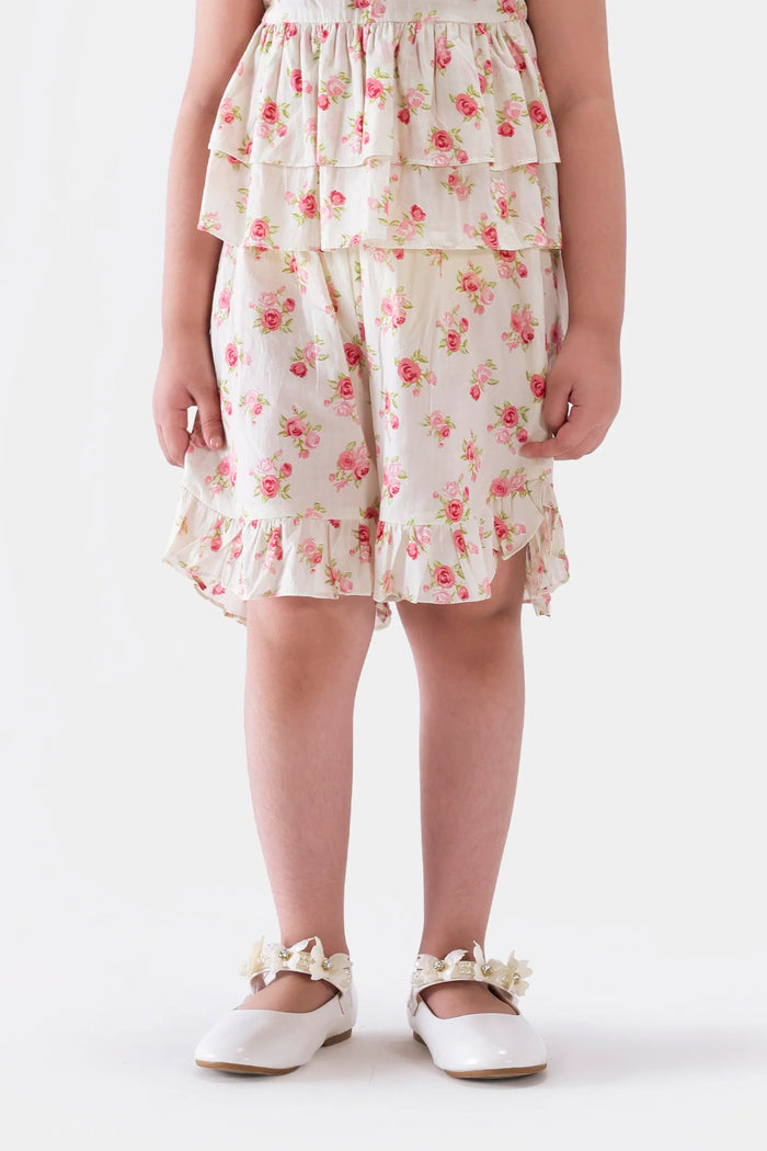 White Ruffled Peplum Top & Shorts Co-ord Set