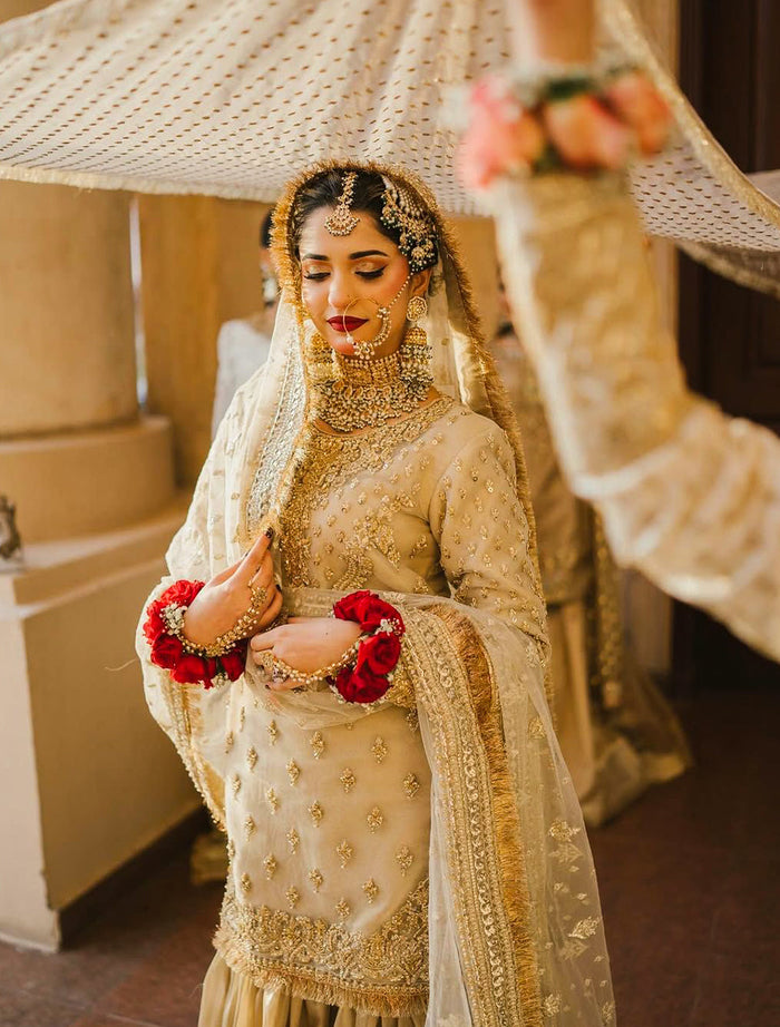 Classic Kiran Nikkah Dupatta Ivory Gold