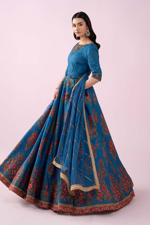 3 Piece Embroidered Raw Silk Suit
