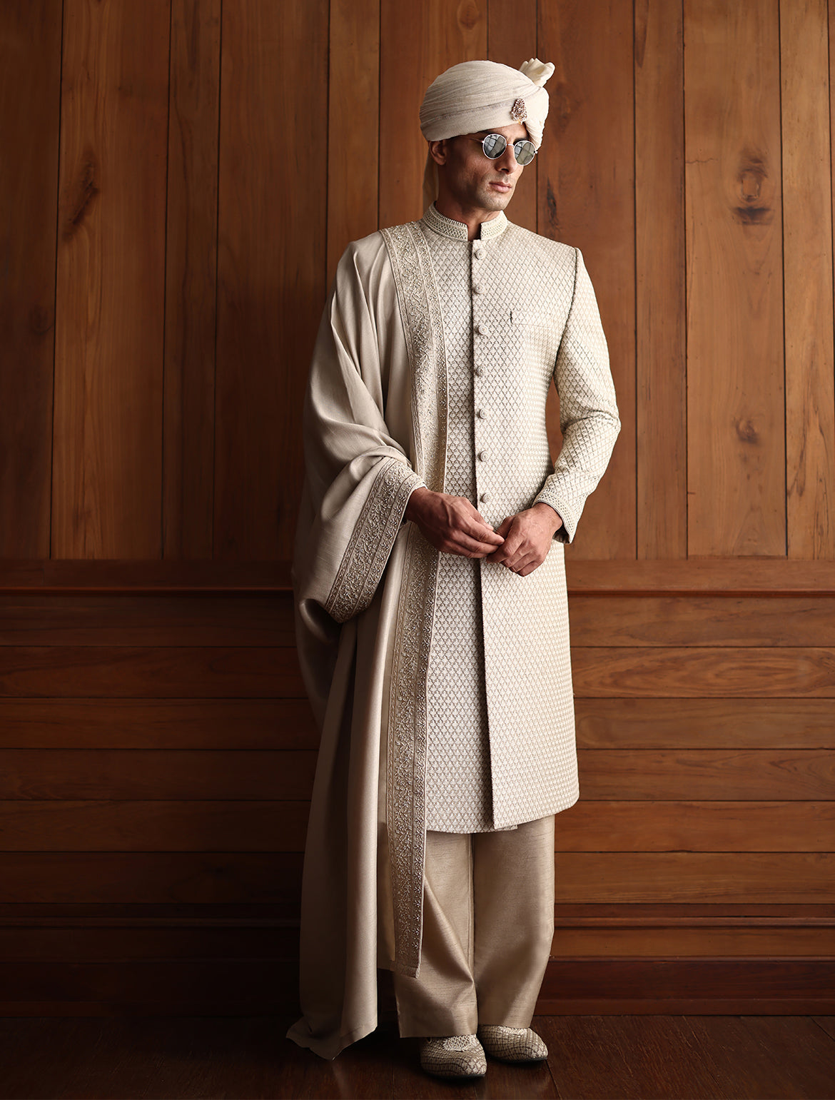 Ivory Embroidered Shawl