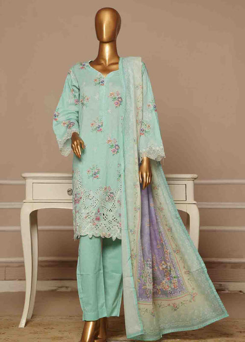 SME-422 -3 Piece Embroidered Stitched Suit