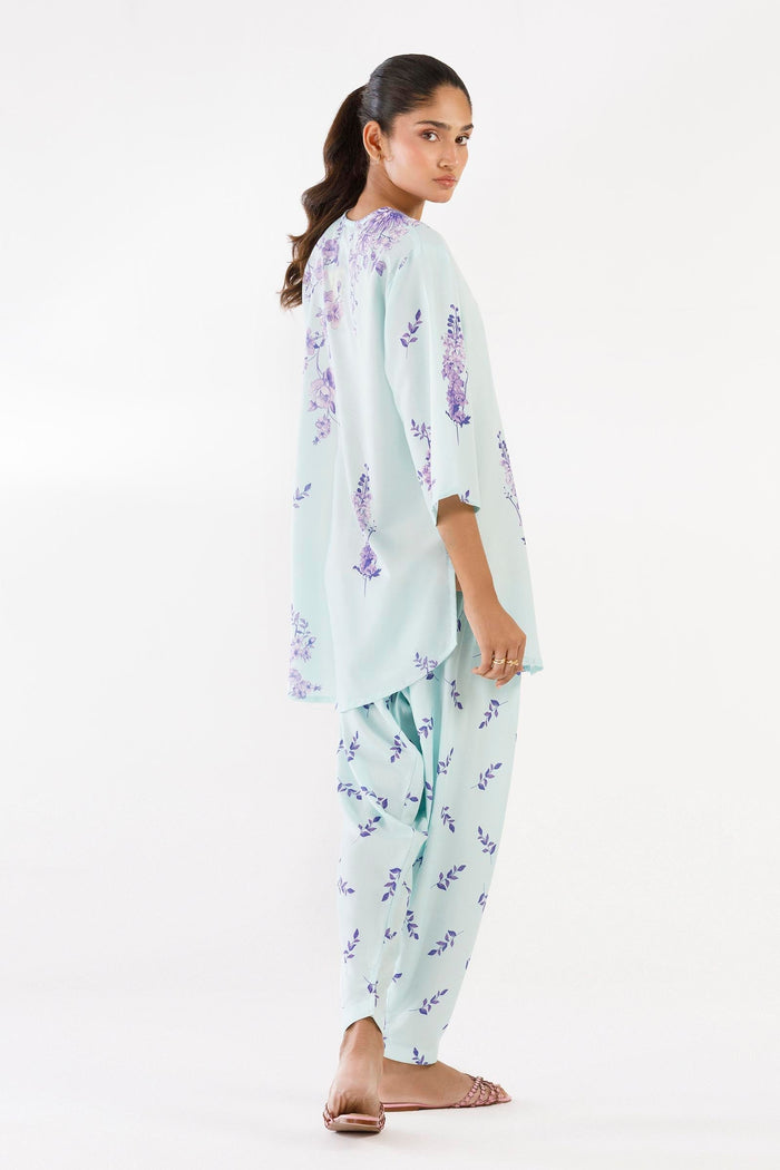 Sky Blue Printed Viscose Shirt + Shalwar