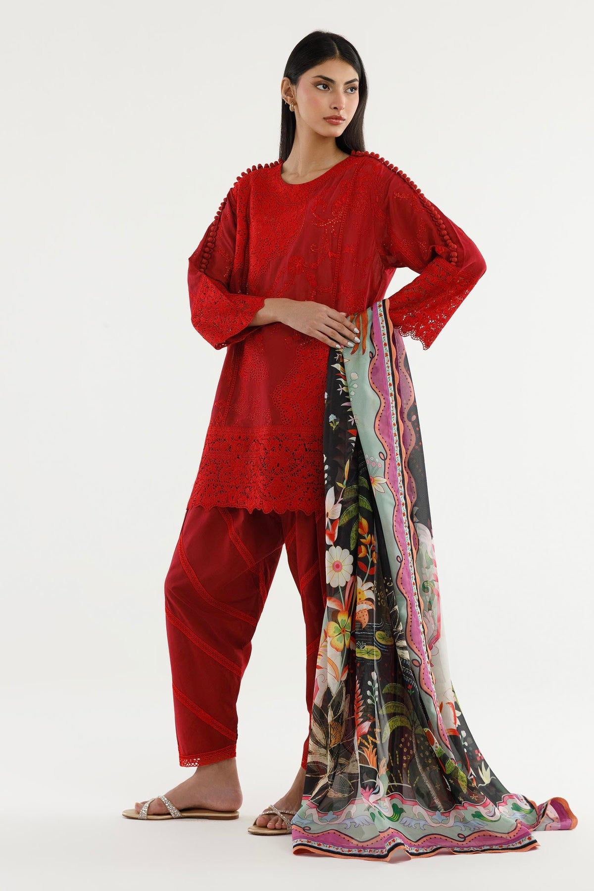 Maroon Embroidered Lawn Suit