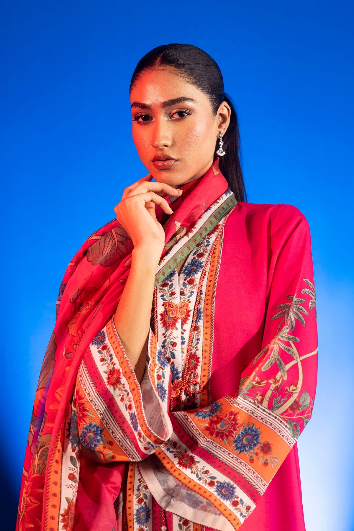 Magenta Printed Crepe Shirt + Dupatta