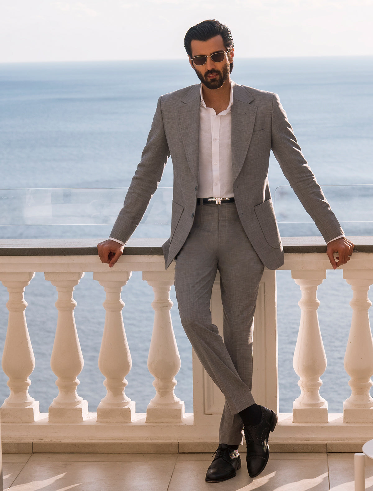 Gray Classic Two Buttons Blazer