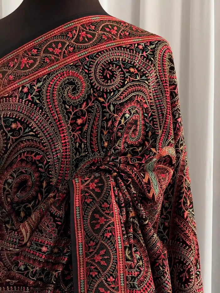 Pashmina Kashmiri Georgette: Siyah