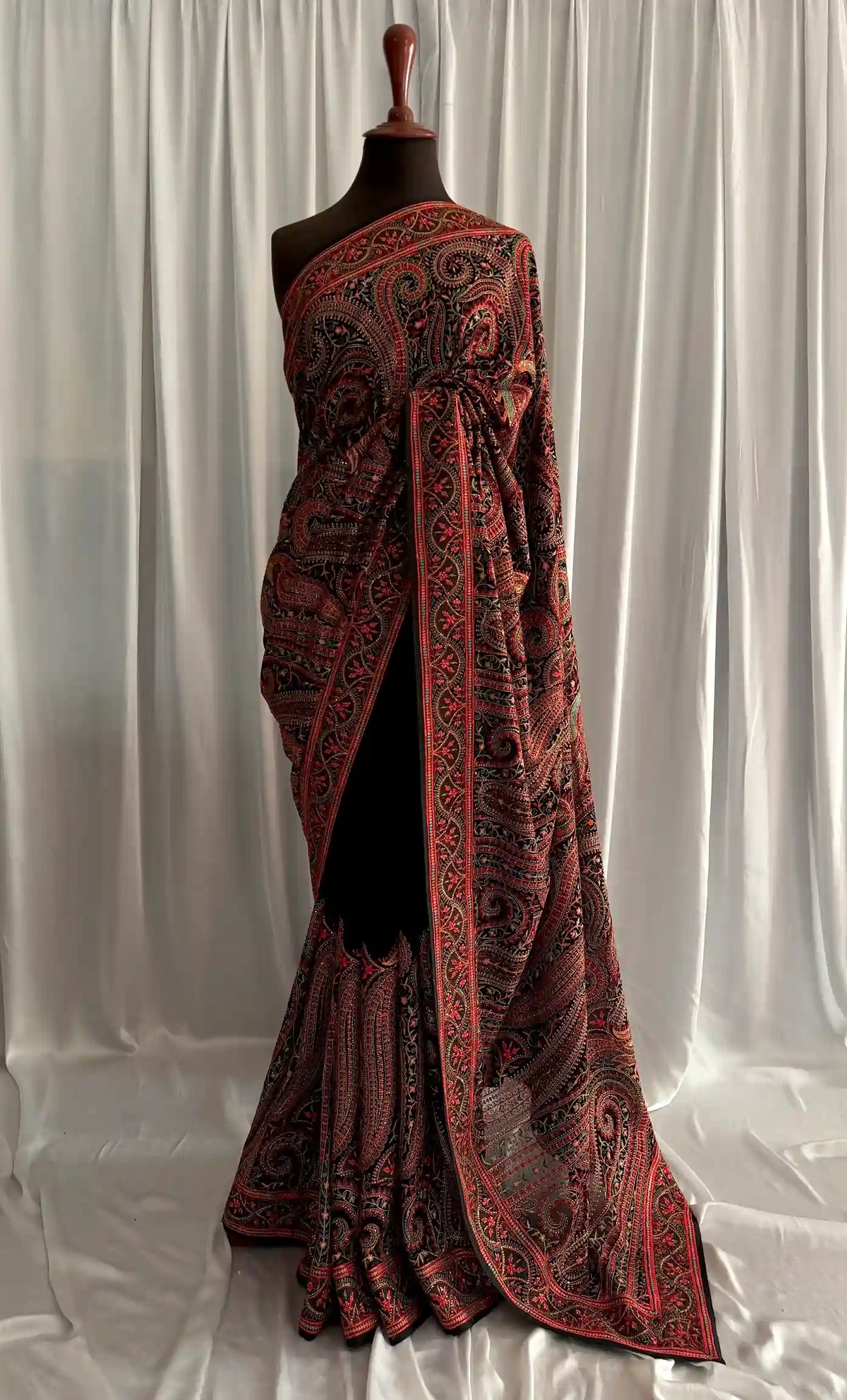 Pashmina Kashmiri Georgette: Siyah