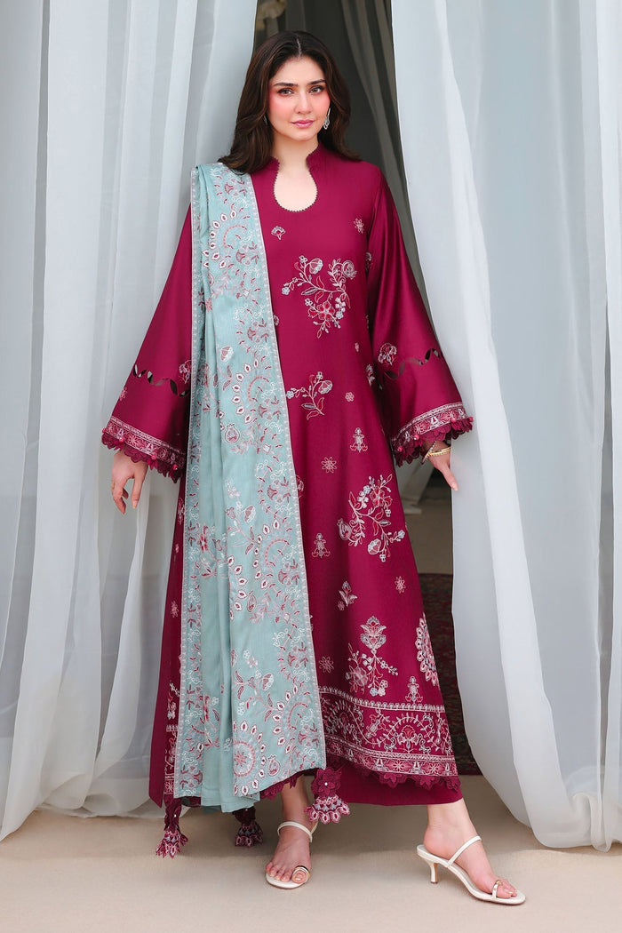Vermillion Wood 3 Piece Satin Embroidered Suit