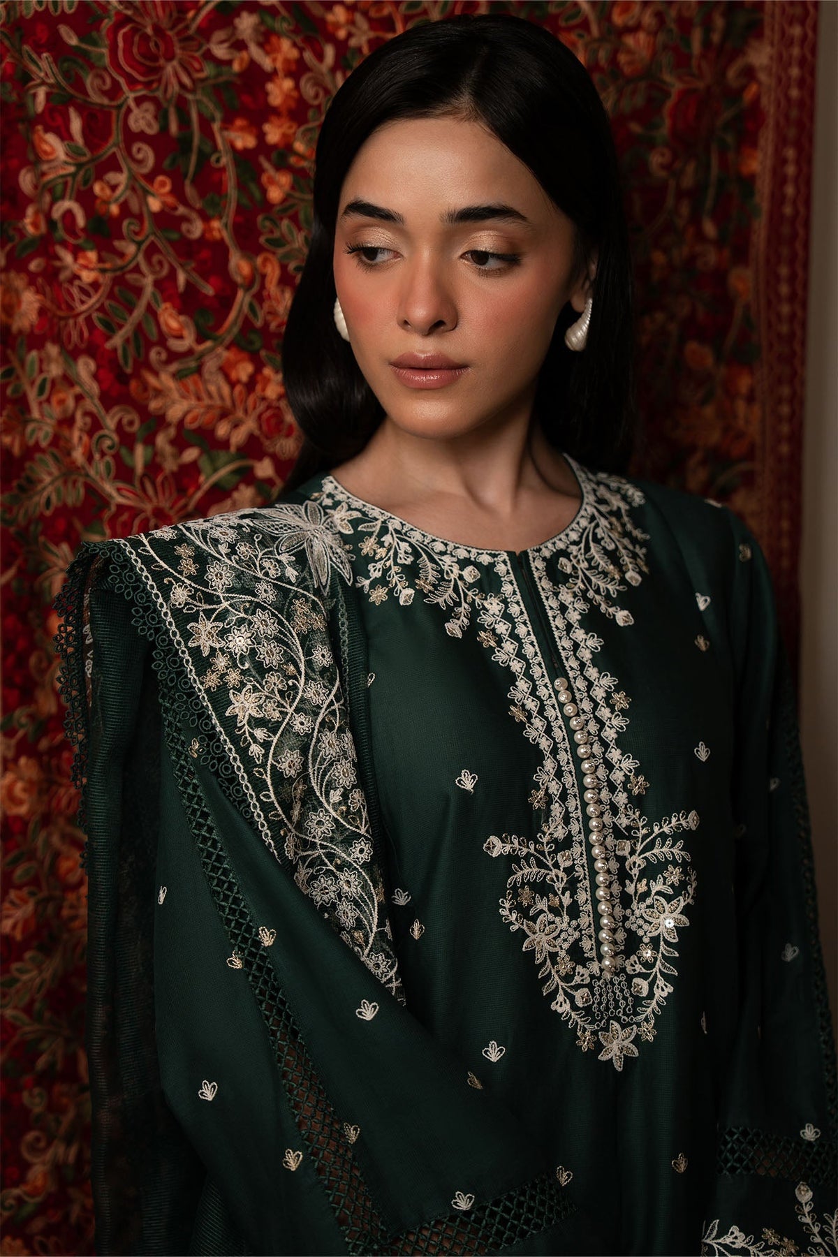 Vintage Green 3 Piece Embroidered Suit