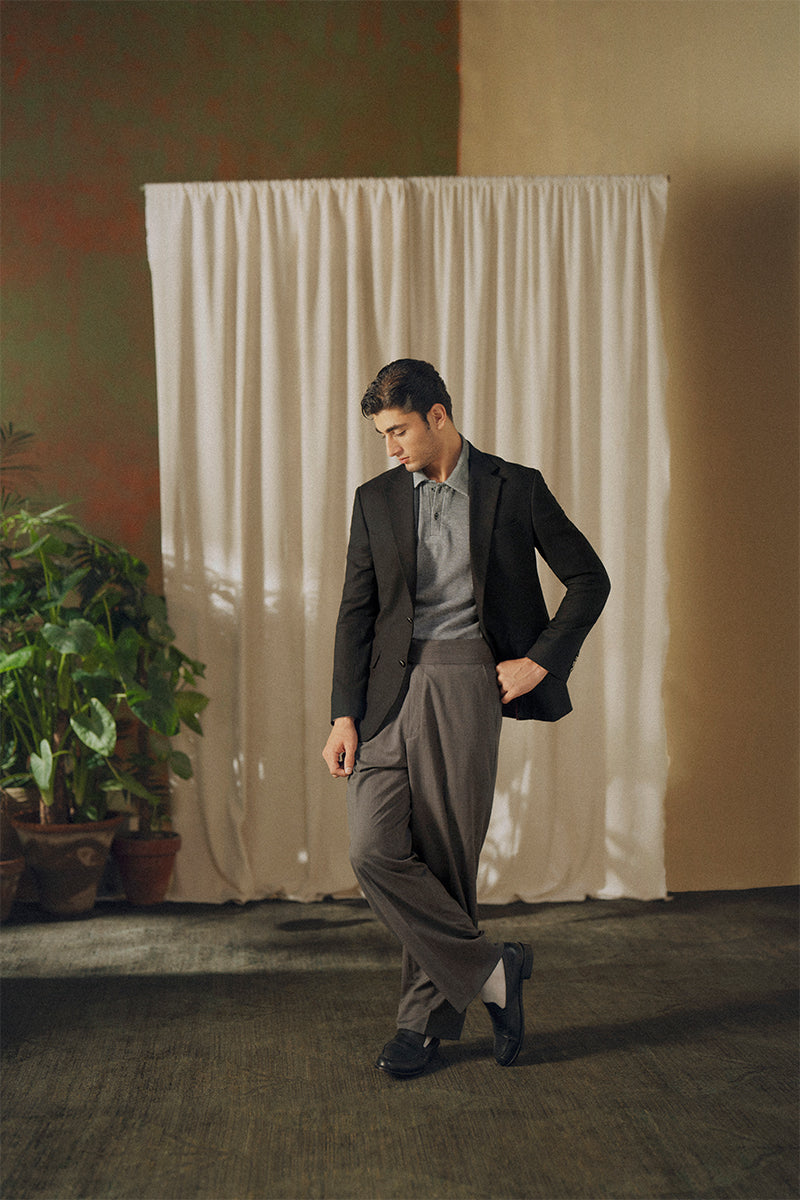 Black Notch Lapel Blazer