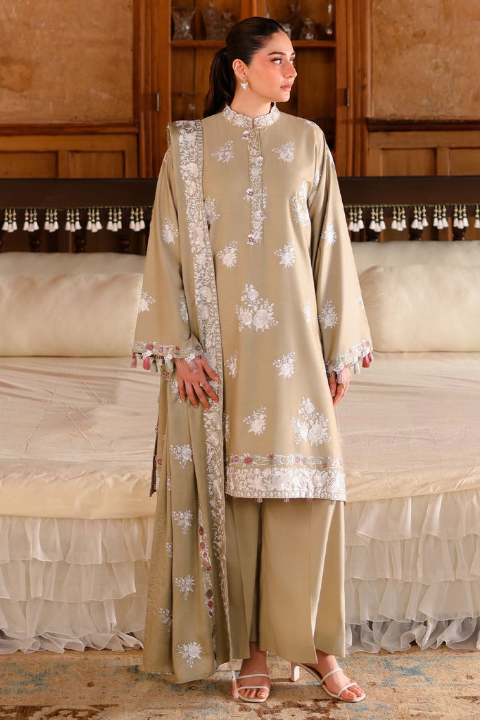Muted Sage 3 Piece Satin Embroidered Suit