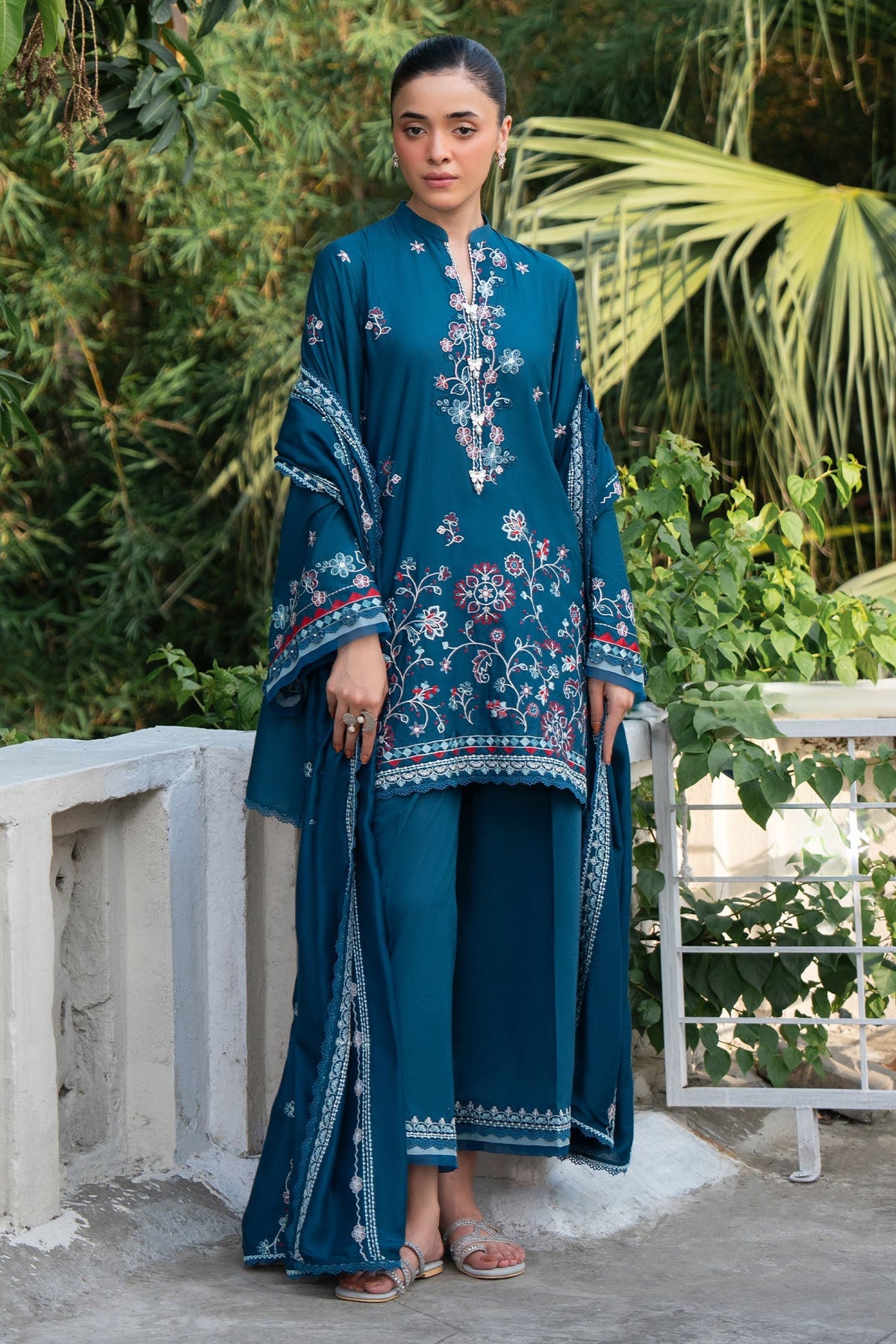 Blue Carnation 3 Piece Embroidered Suit
