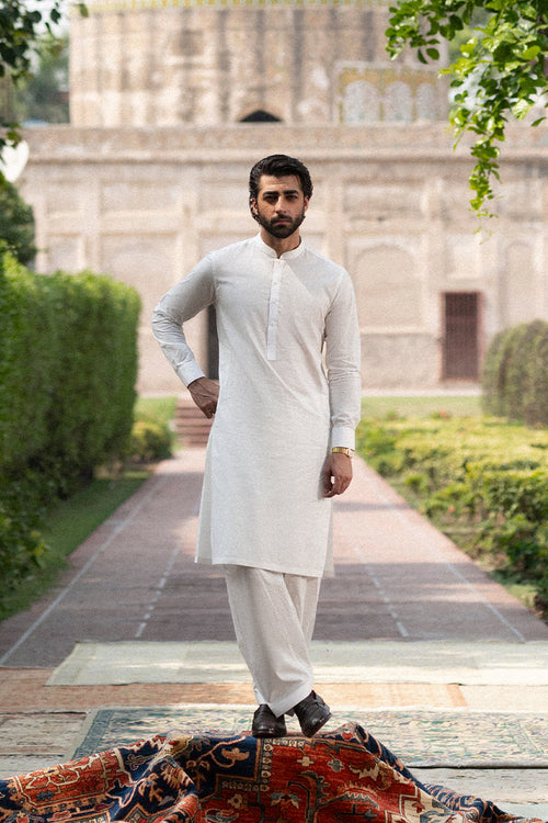 Off-white Egyptian Cotton Shalwar Kameez