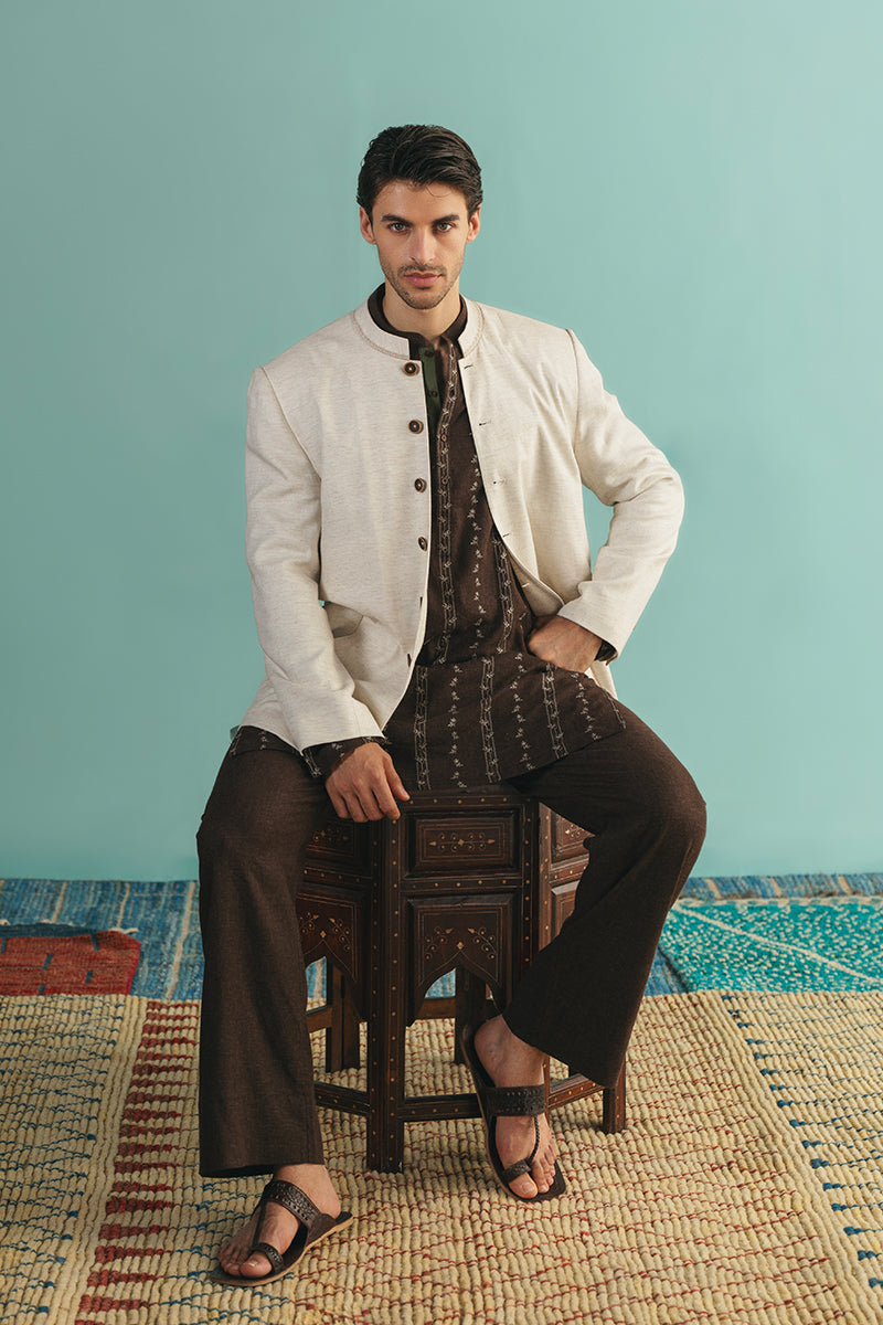 Beige Embroidered Jacket