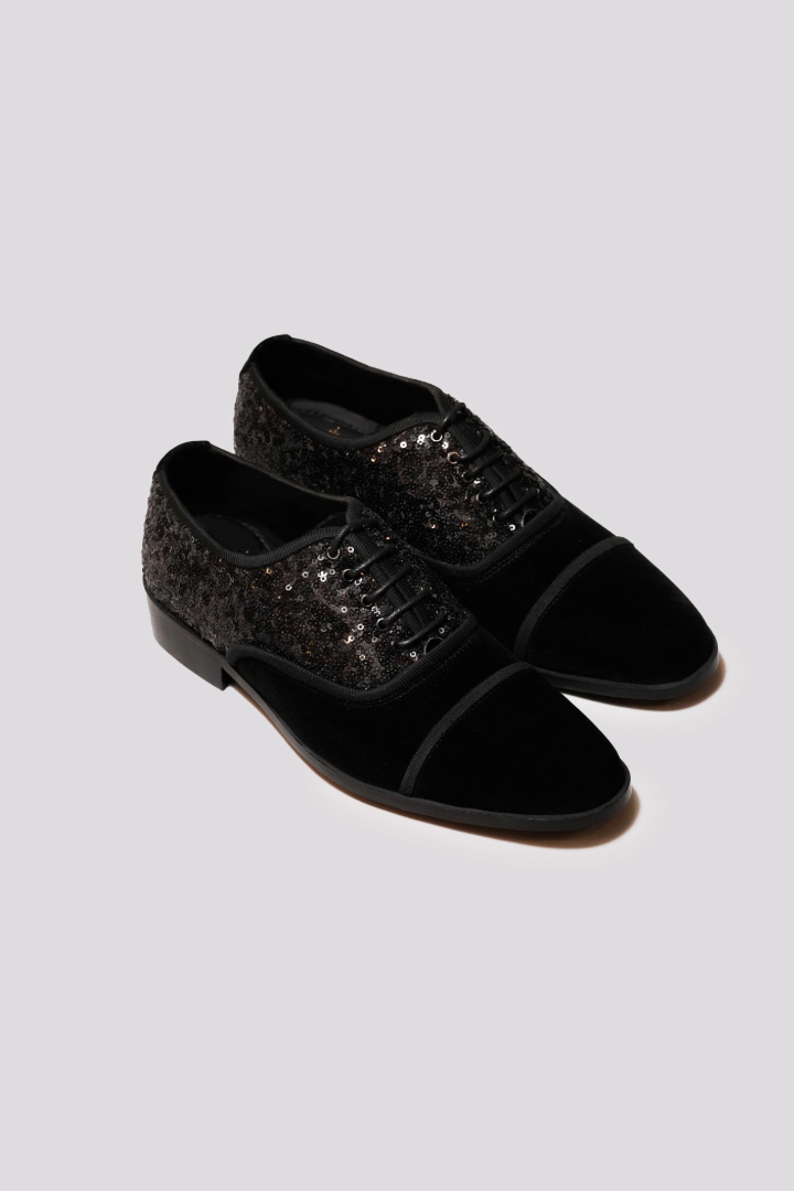 Black Velvet Sequence Shoes