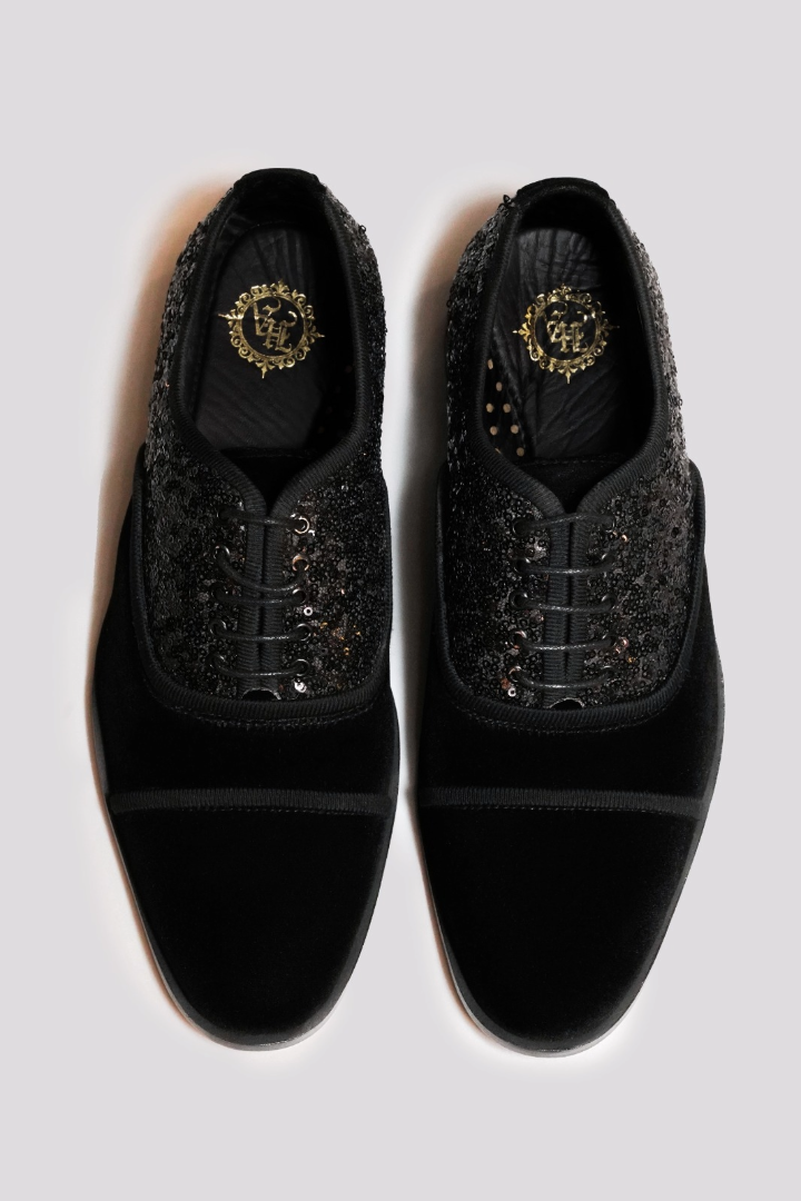 Black Velvet Sequence Shoes