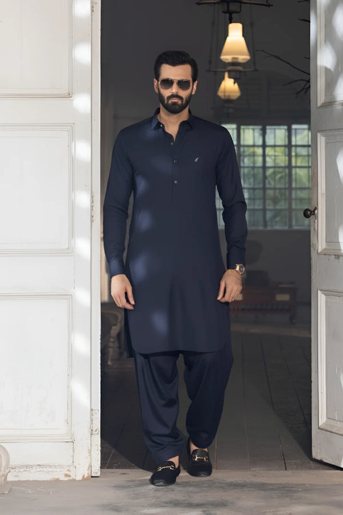 Navy Blue Wash N Wear Shalwar Kameez