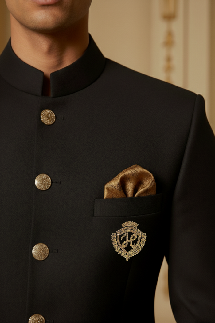 Royal Black Prince Coat with Kurta/Pajama