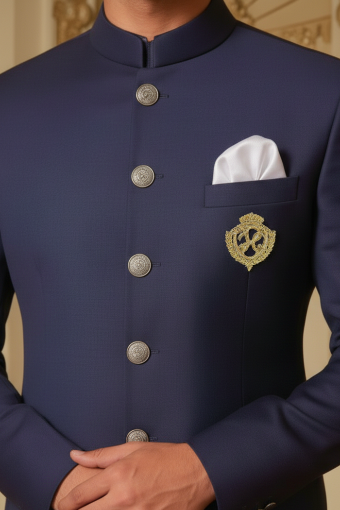 Navy Blue Prince Coat with Kurta/Pajama