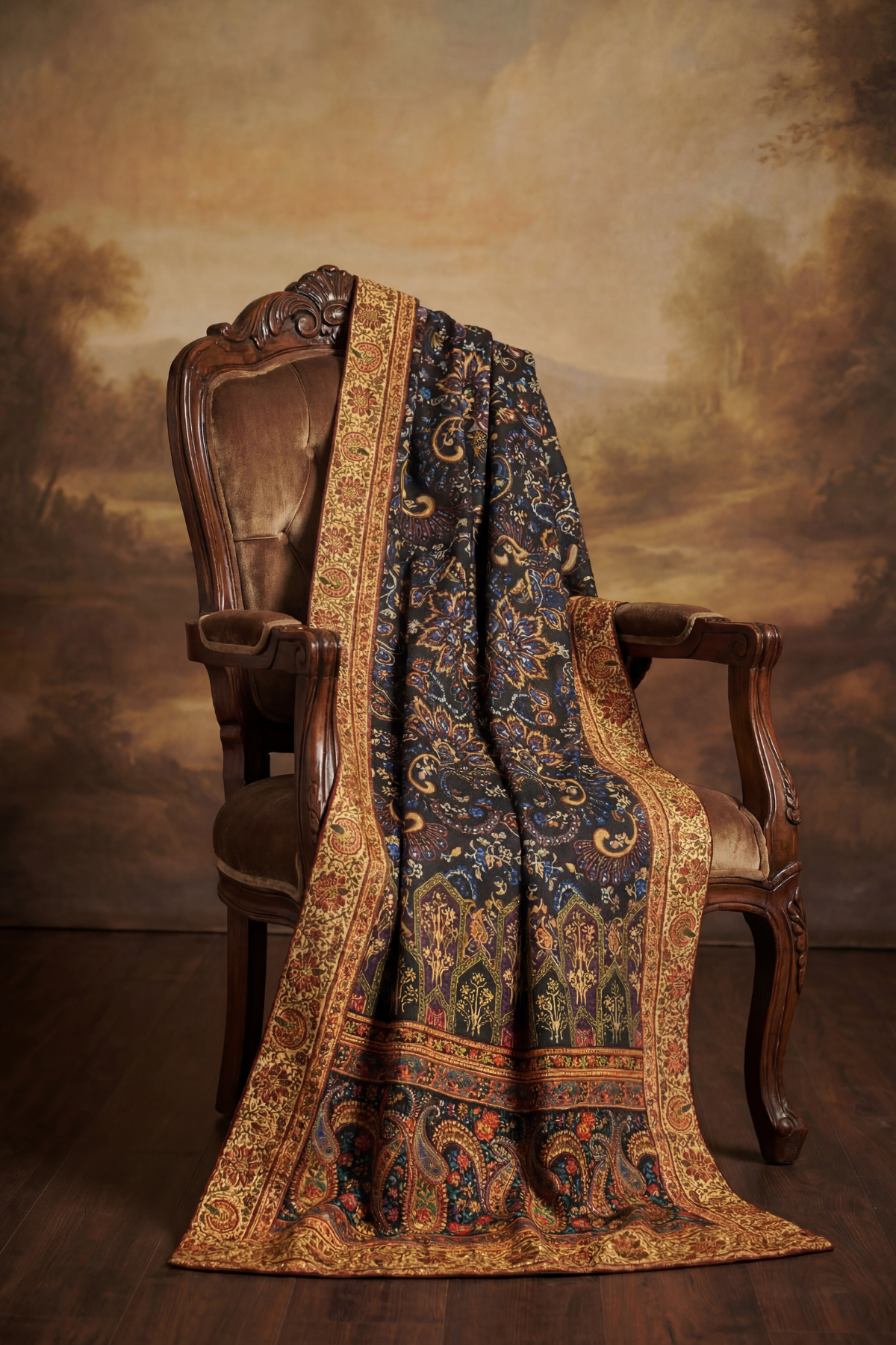 Paisley Motifs Velvet Shawl