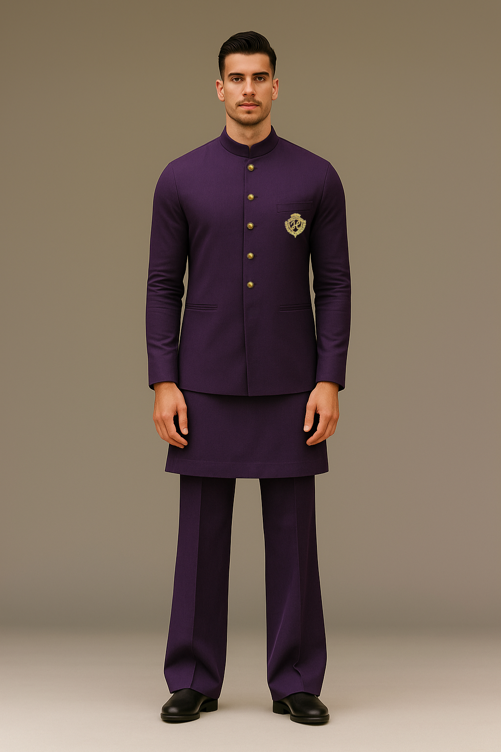 Purple Waistcoat with Kurta/Pajama - Cotton Silk