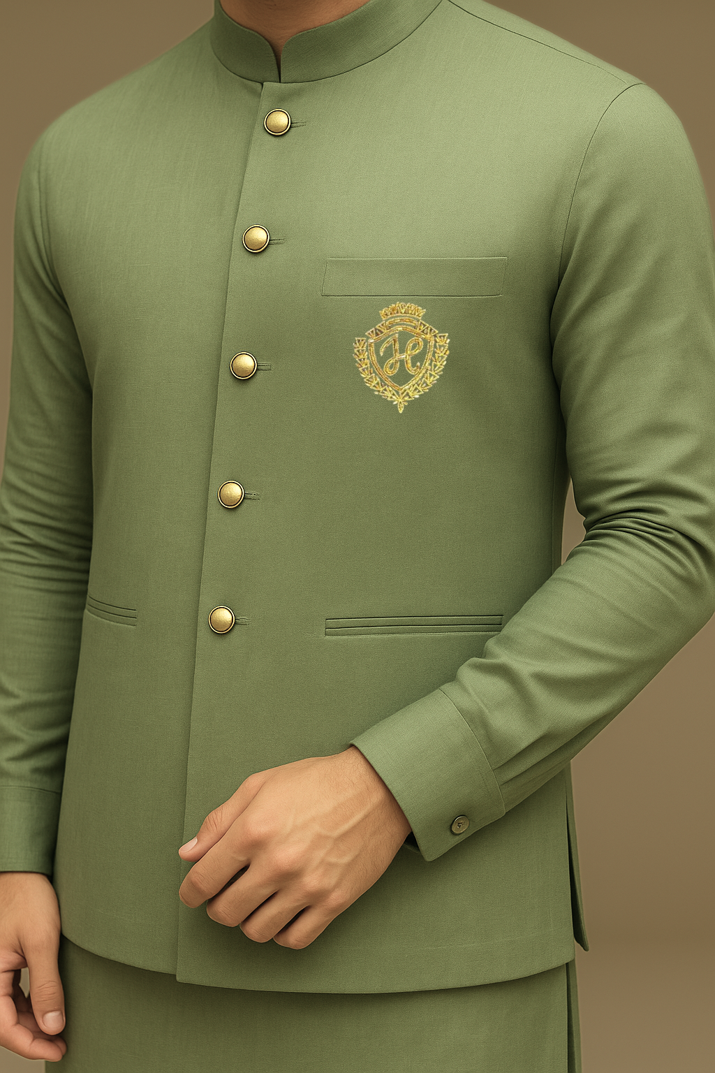 Mint Green Waistcoat with Kurta/Pajama - Cotton Silk