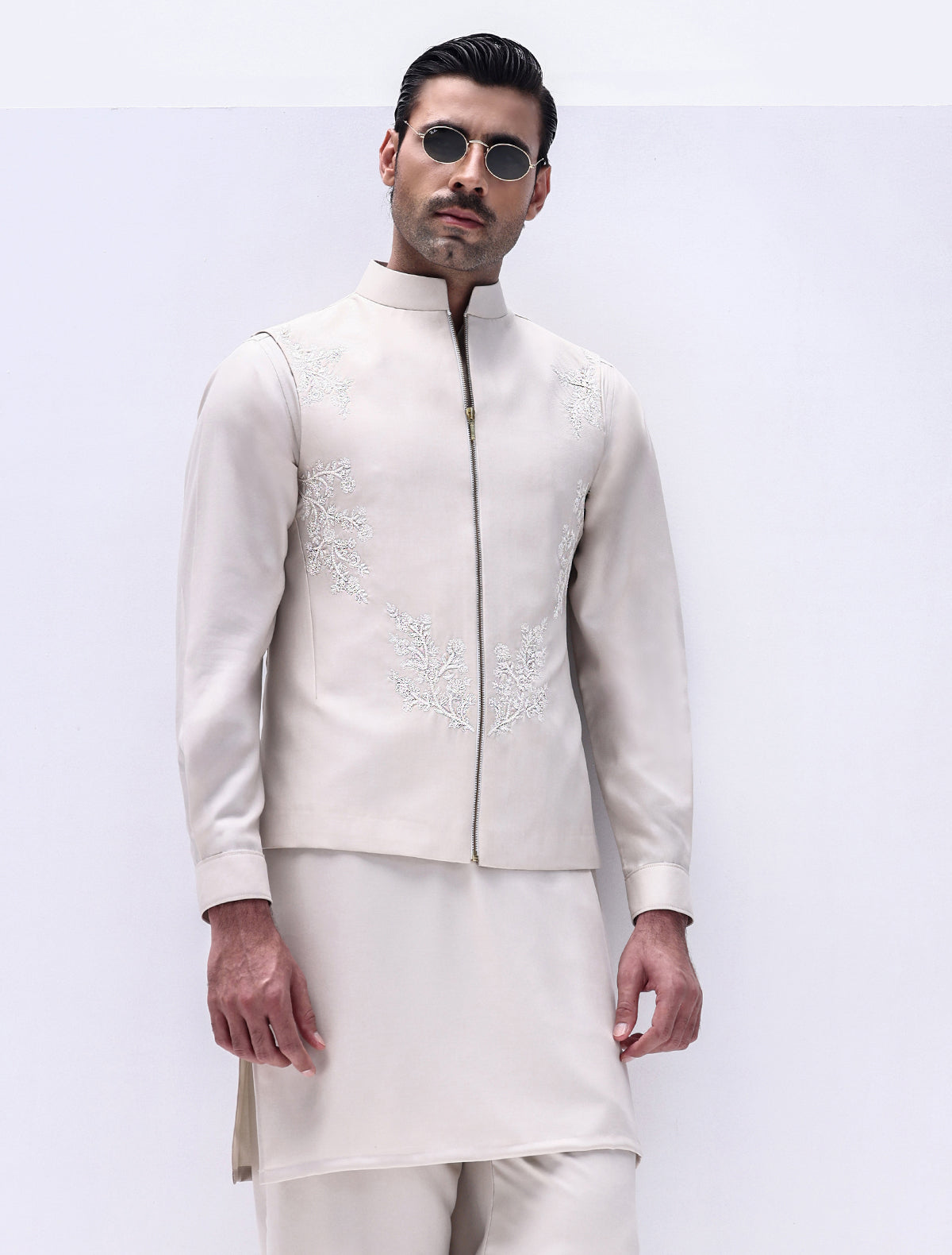 Ivory Hand Embroidered Waistcoat