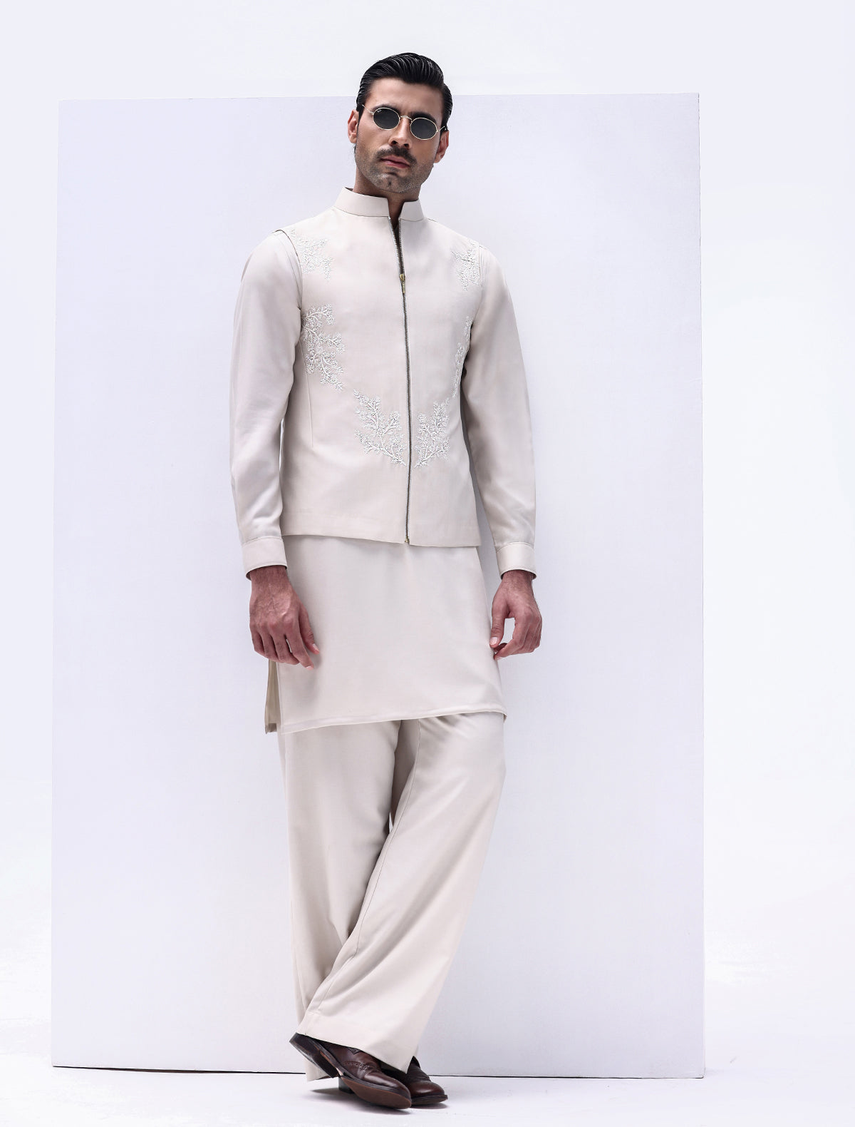 Ivory Hand Embroidered Waistcoat