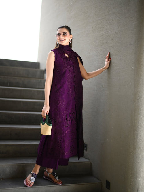 DEEP PLUM LUXURY EMBROIDERED LAWN (NEL-26613) LUXURY LAWN x EID 2026