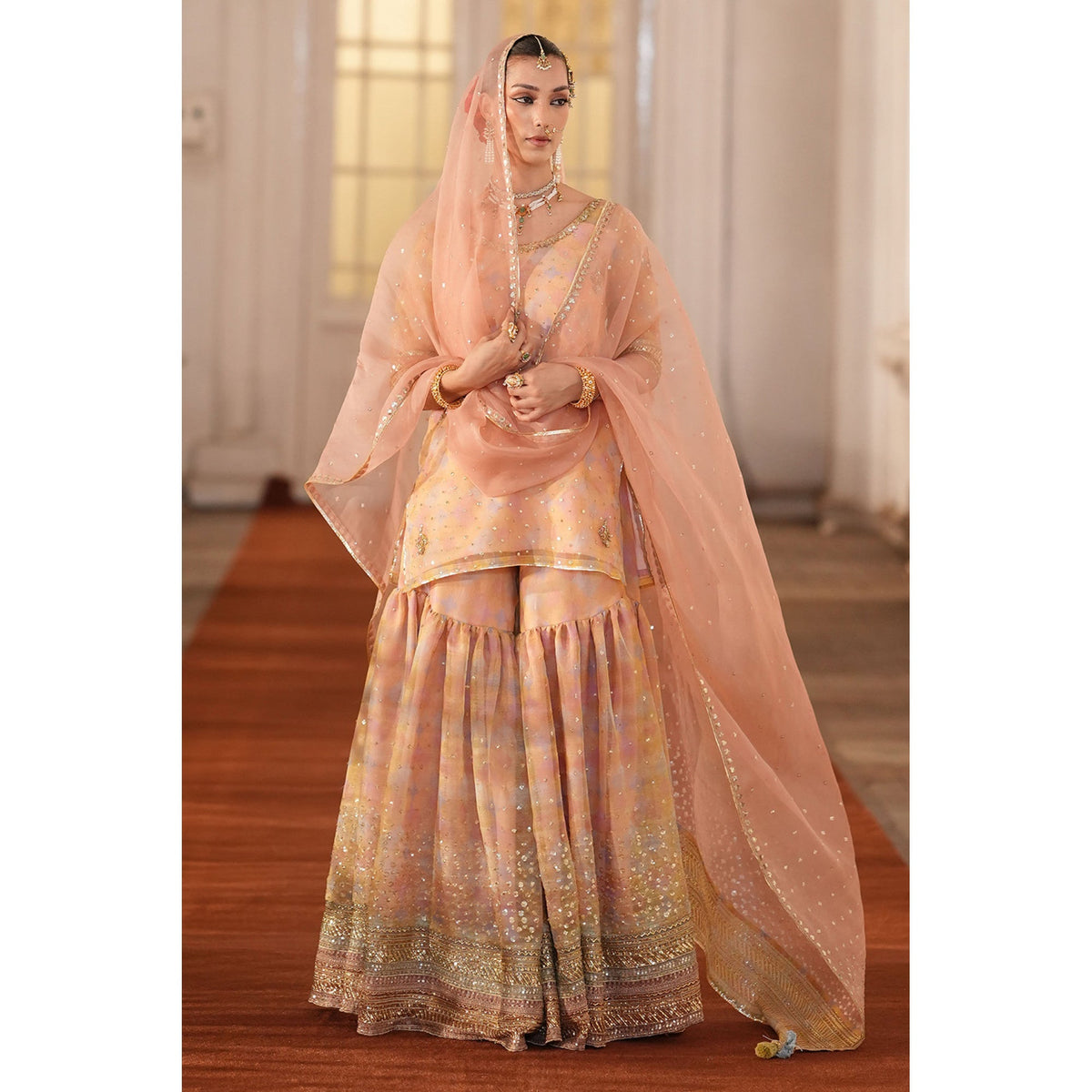 MultiPrinted Organza Gharara Outfit