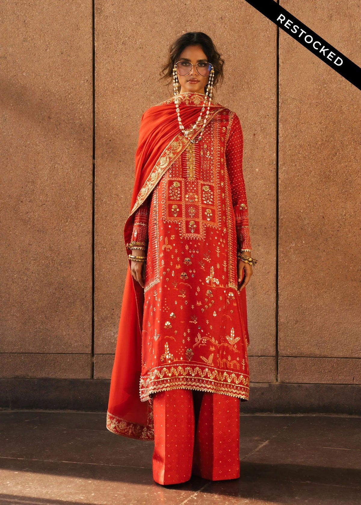 Patakha Scarlet 3 Piece Tussal Silk