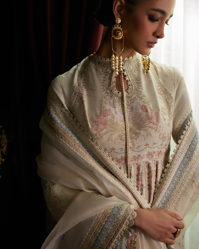 SAFIRA by Saad Bin Shahzad | Luxury 3-Piece Stitched Lawn Eid Frock (Express Shipping)