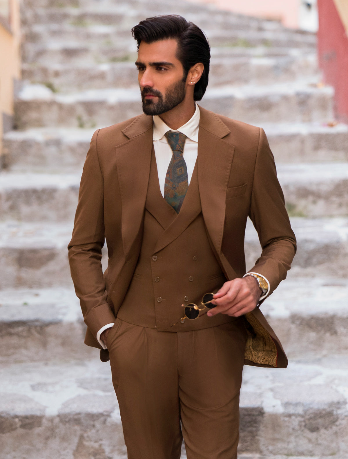 Tan Classic Three Piece Suit